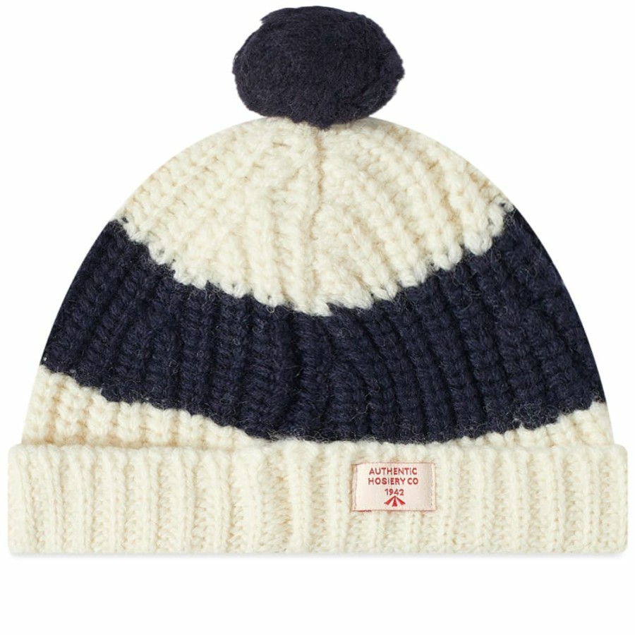 Beanies * | Nigel Cabourn Stripe Pom Pom Beanie