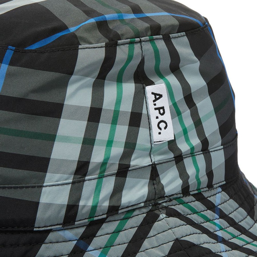 Bucket Hats * | A.P.C. Bob Mark Reversible Check Bucket Hat