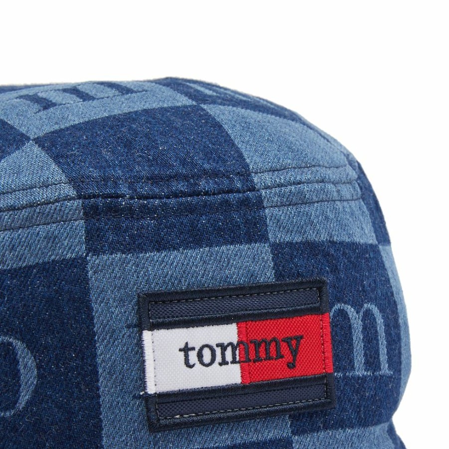 Bucket Hats * | Tommy Jeans Monogram Denim Bucket Hat