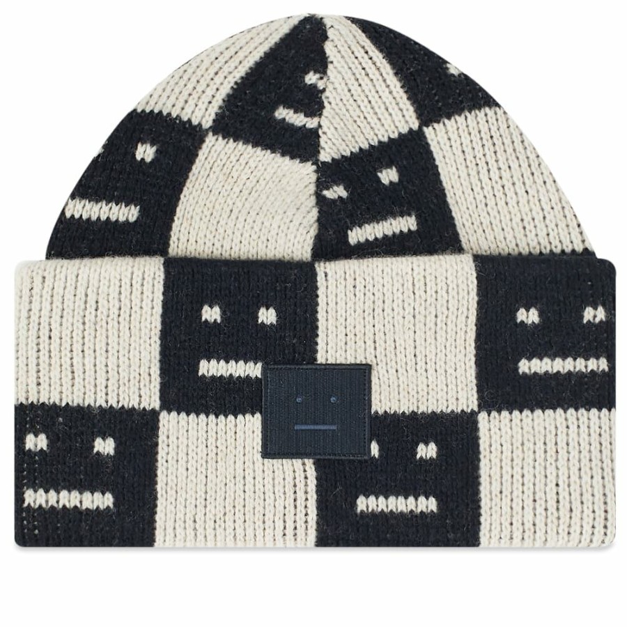 Beanies * | Acne Studios Kuri Checkerboard Face Beanie