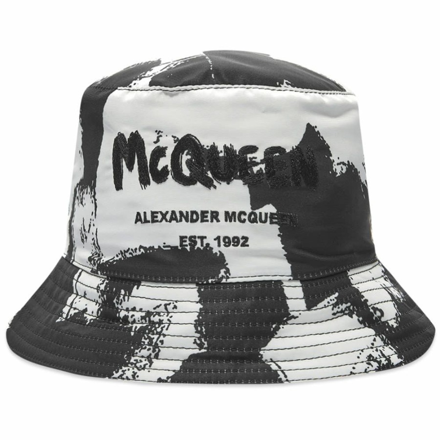 Bucket Hats * | Alexander Mcqueen All Over Grafitti Logo Bucket Hat