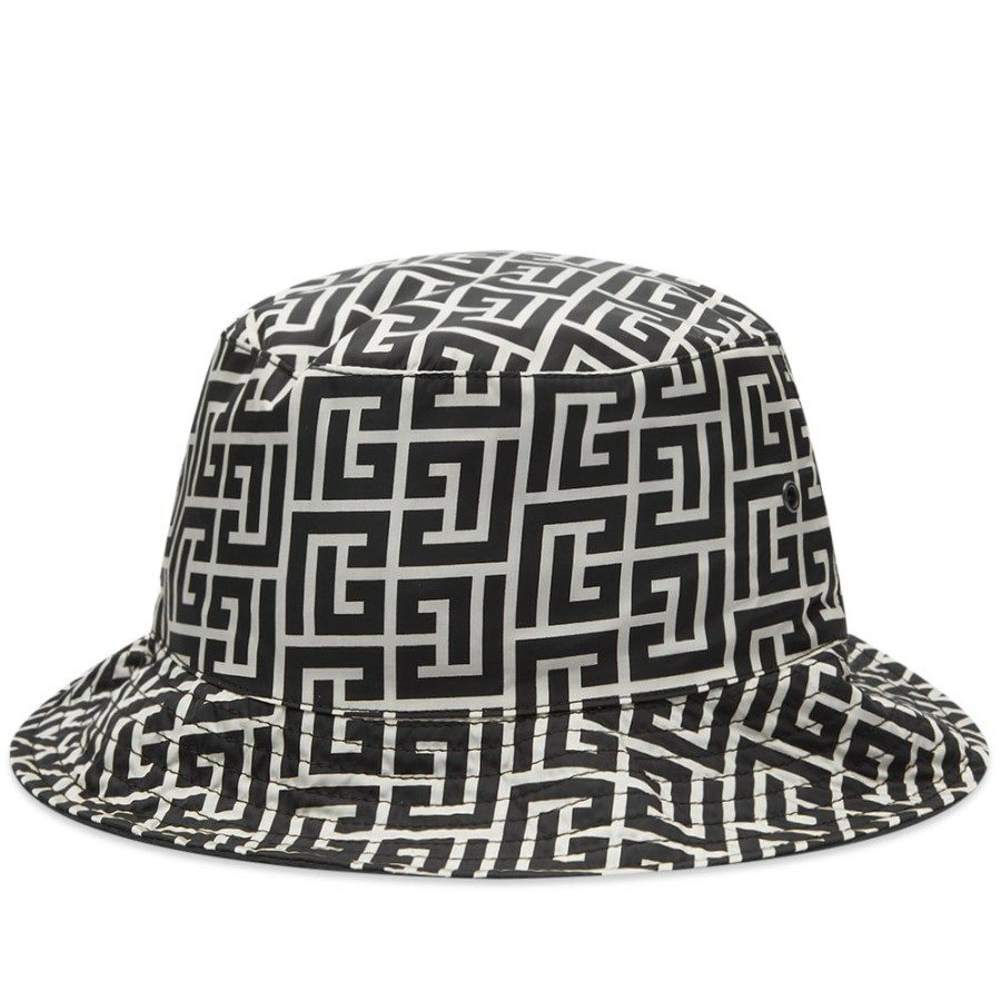 Bucket Hats * | Balmain Monogram Nylon Bucket Hat