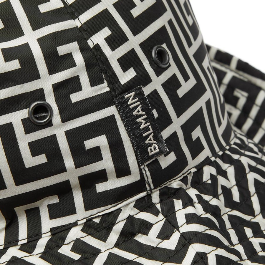 Bucket Hats * | Balmain Monogram Nylon Bucket Hat