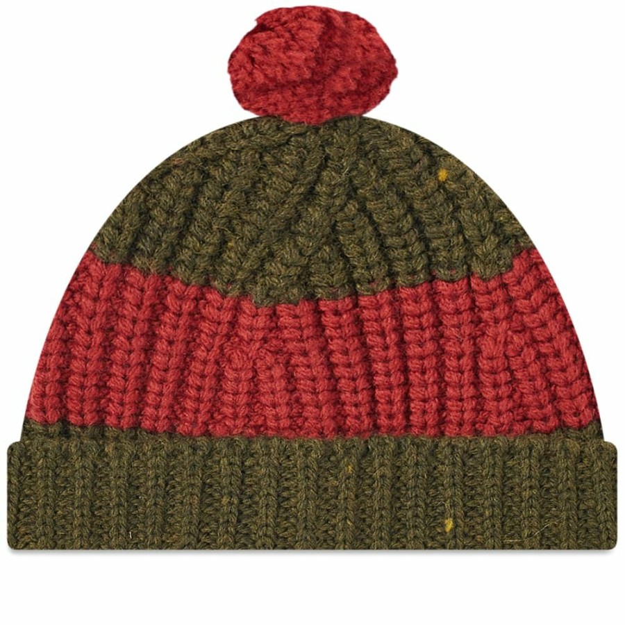 Beanies * | Nigel Cabourn Stripe Pom Pom Beanie