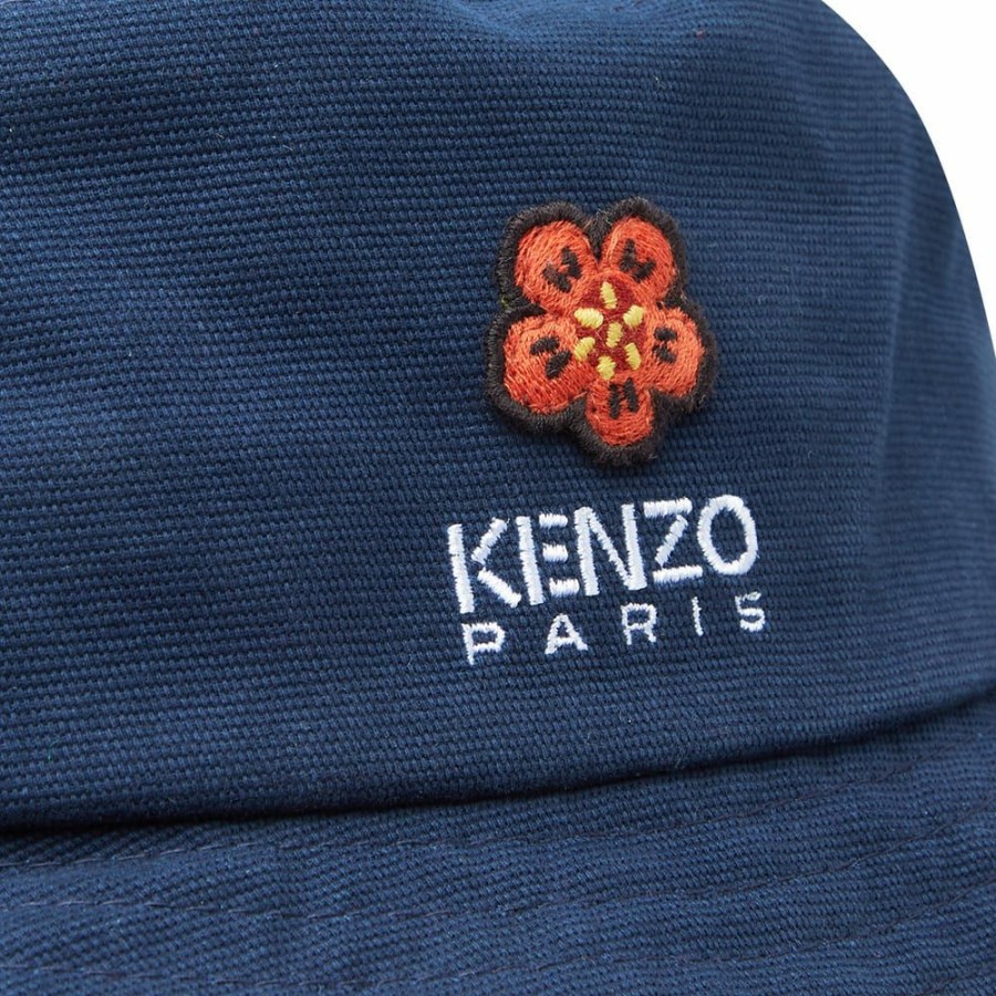 Bucket Hats * | Kenzo Denim Logo Bucket Hat