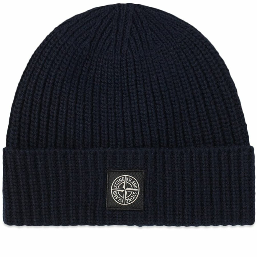 Beanies * | Stone Island Wool Patch Beanie Hat