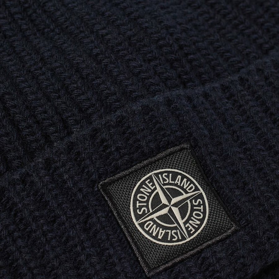 Beanies * | Stone Island Wool Patch Beanie Hat