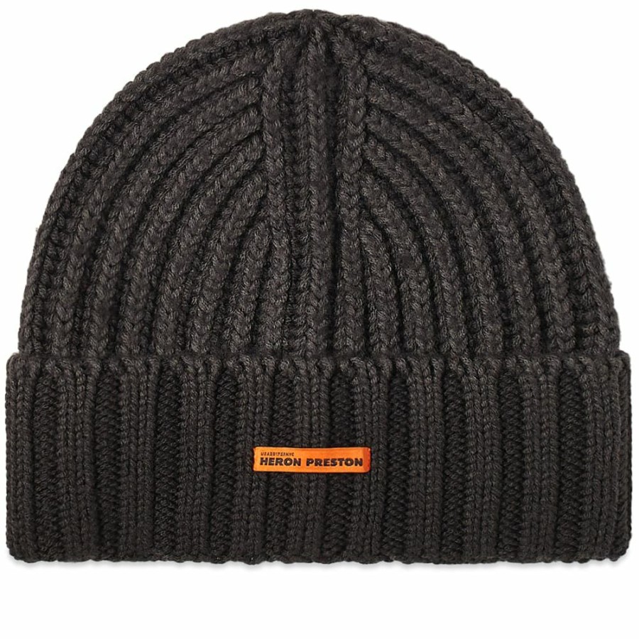 Beanies * | Heron Preston Logo Tab Rib Beanie